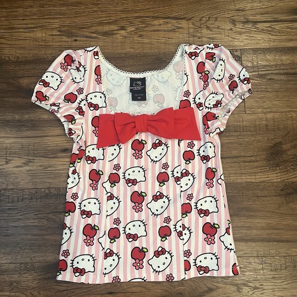 Hello Kitty Tops - Hello Kitty Pink Striped Top Medium Coquette Kawaii Pastel Girly Y2K Inspired